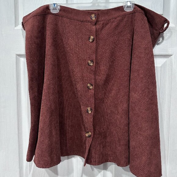 SHEIN Dresses & Skirts - High-Waisted A-Line Brown/Rust Corduroy Skirt